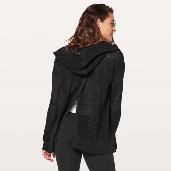 Lululemon Still Movement Wrap Open Cardigan Black Size 8 - Picture 4 of 11